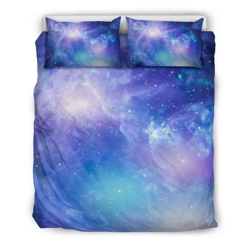 Blue Light Nebula Galaxy Space Duvet Cover Set - Bedding Set