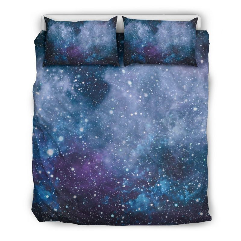 Blue Cloud Starfield Galaxy Space Duvet Cover Set - Bedding Set