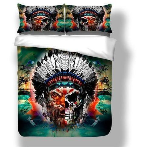 Cool Skull Multi Color Tiger Face Duvet Cover Set - Bedding Set