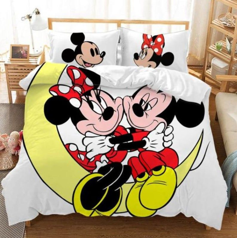 Disney Mickey Her King His Queen Mickey Mouse Minnie Mouse 6 7 Duvet Cover Set - Bedding Set
