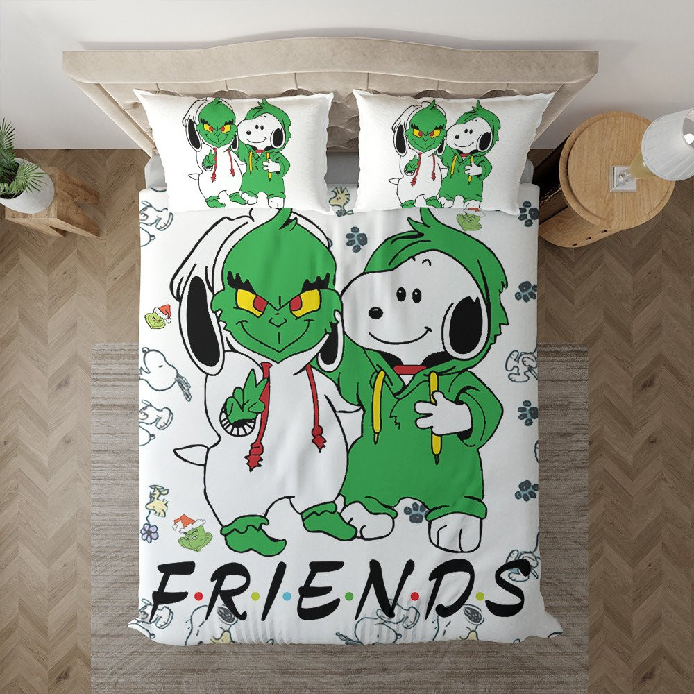 The Grinch And Snoopy Friends Duvet Cover Set - Bedding Set