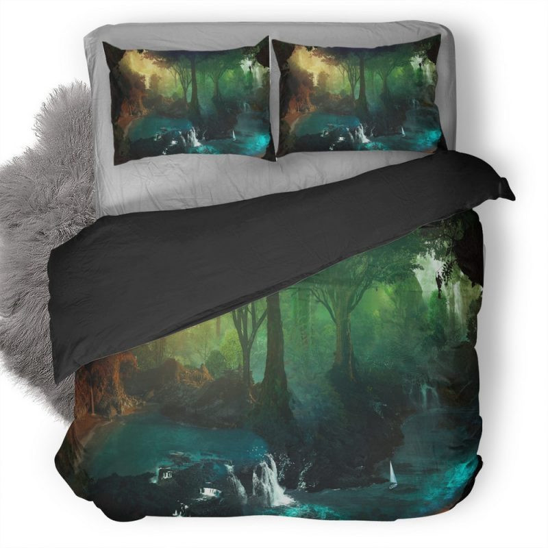 Lake Tropical Jungle Water Duvet Cover Set - Bedding Set