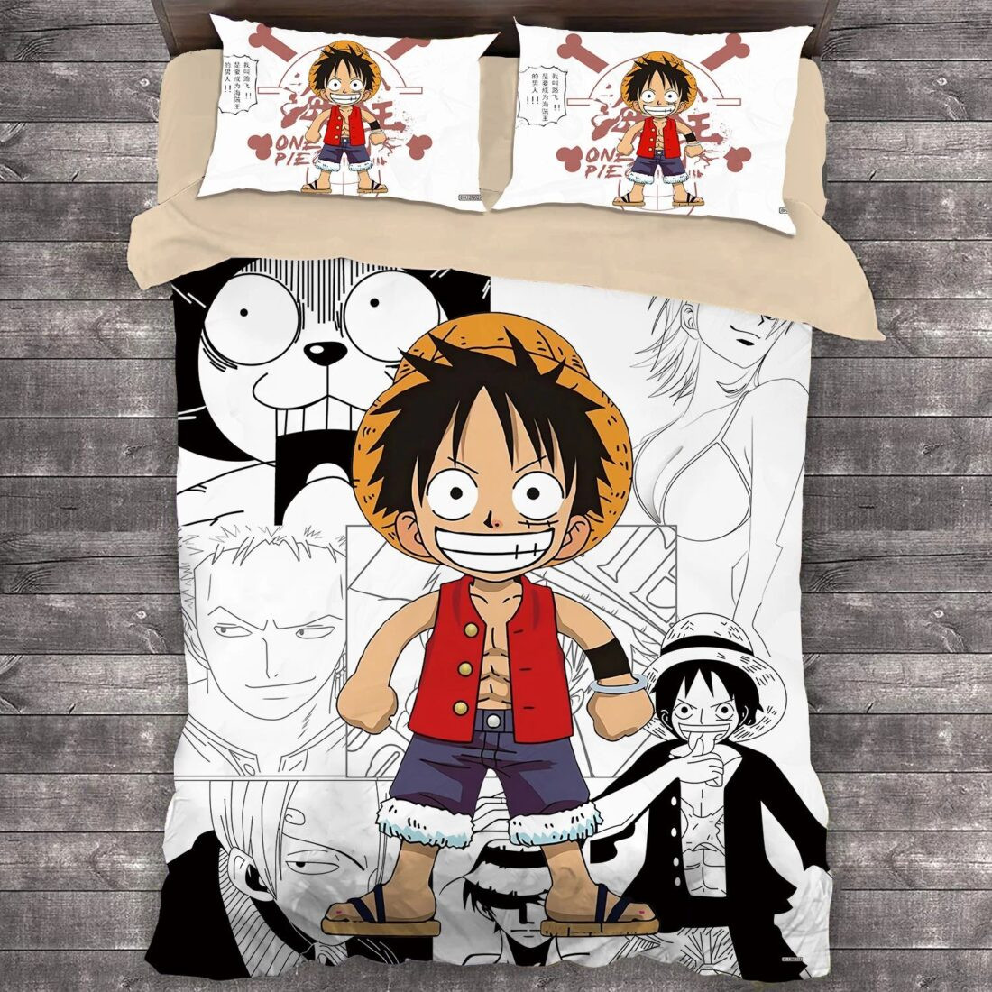 Comic One Piece Luffy and Friends Duvet Cover Set - Bedding Set