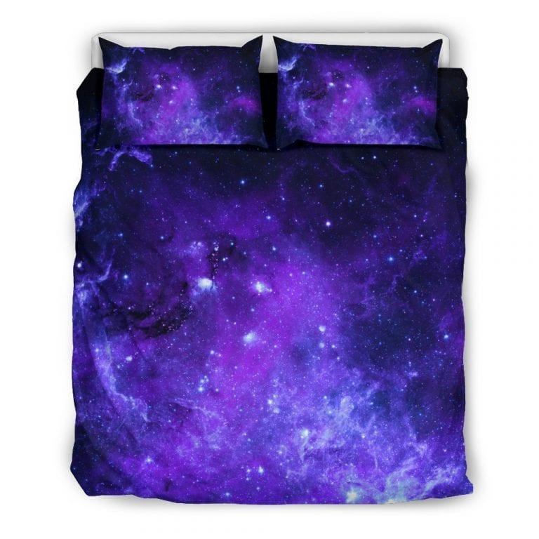 Purple Stars Nebula Galaxy Space Duvet Cover Set - Bedding Set