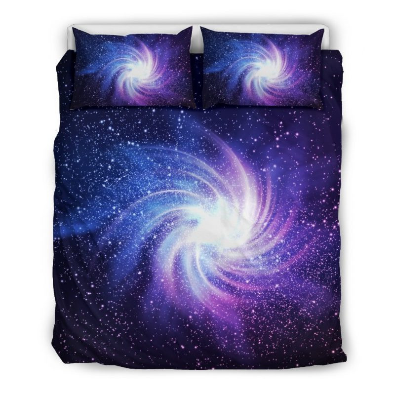 Blue Purple Spiral Galaxy Space Duvet Cover Set - Bedding Set