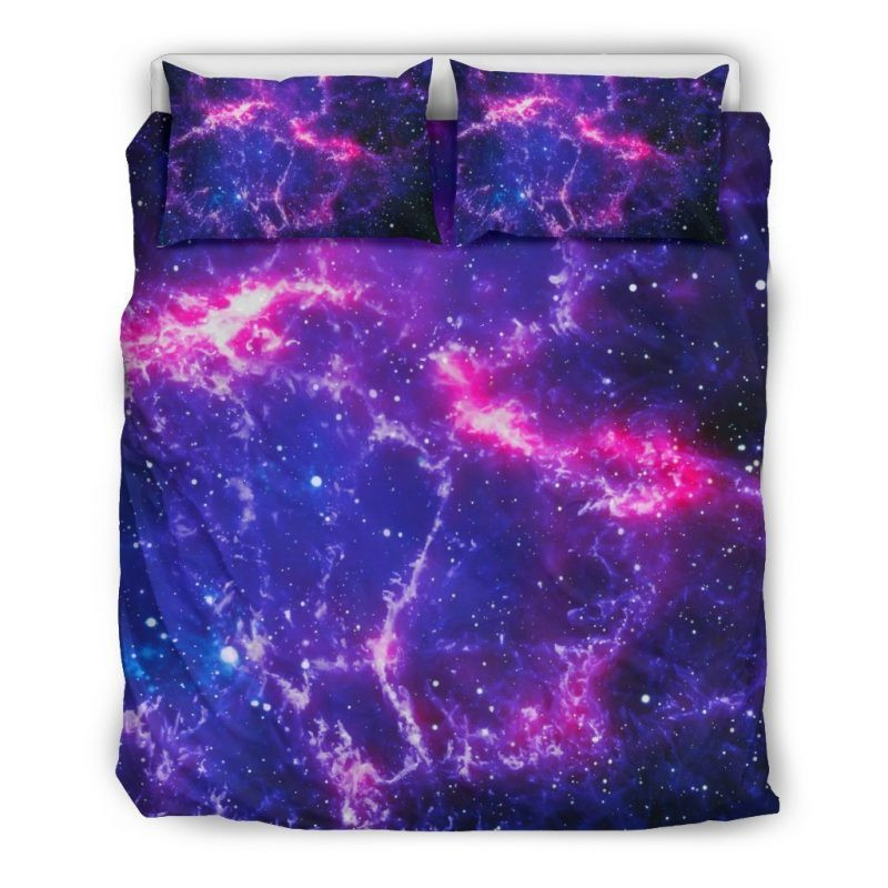 Dark Purple Universe Galaxy Space Duvet Cover Set - Bedding Set