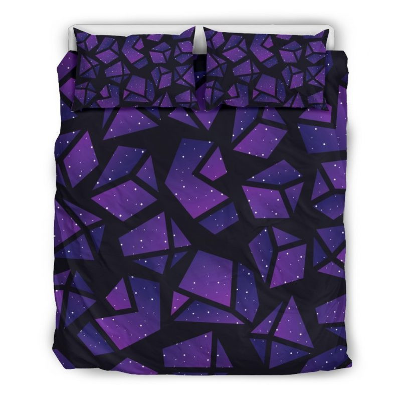 Purple Crystal Cosmic Galaxy Space Duvet Cover Set - Bedding Set