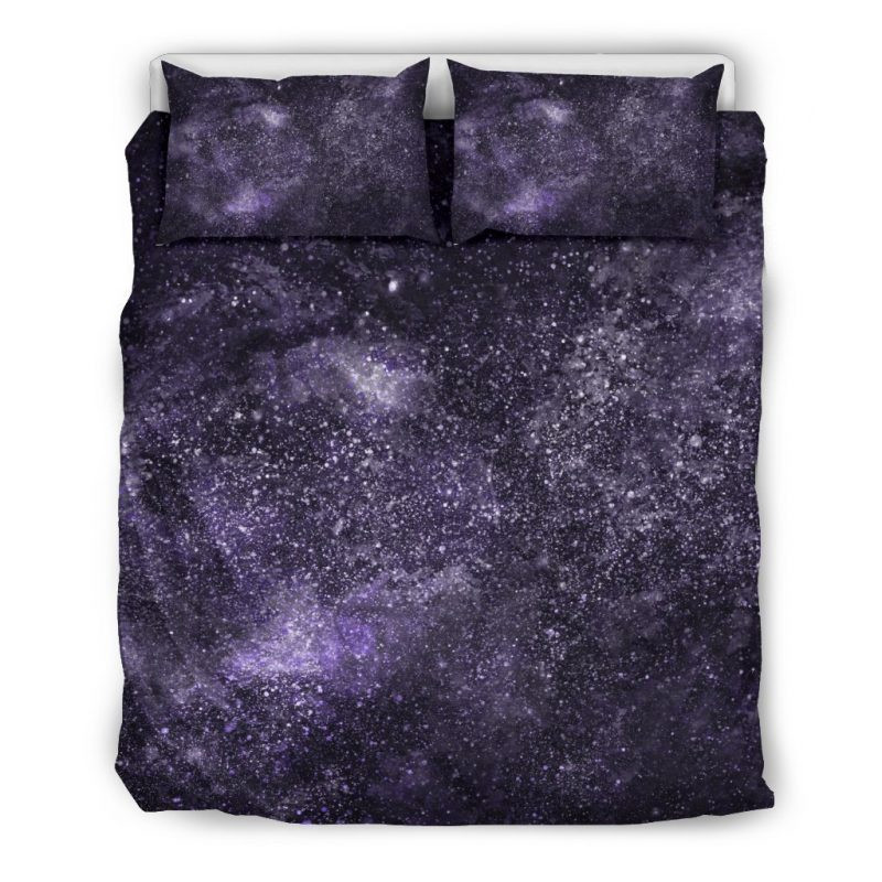 Dark Purple Cosmos Galaxy Space Duvet Cover Set - Bedding Set