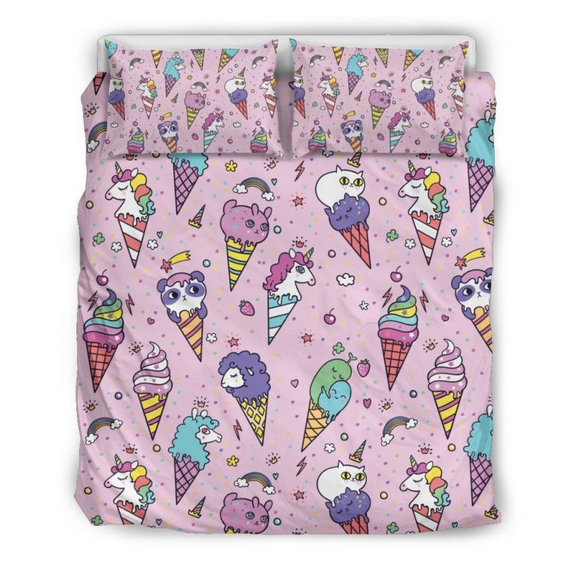 Girly Unicorn Ice Cream Duvet Cover Set - Bedding Set