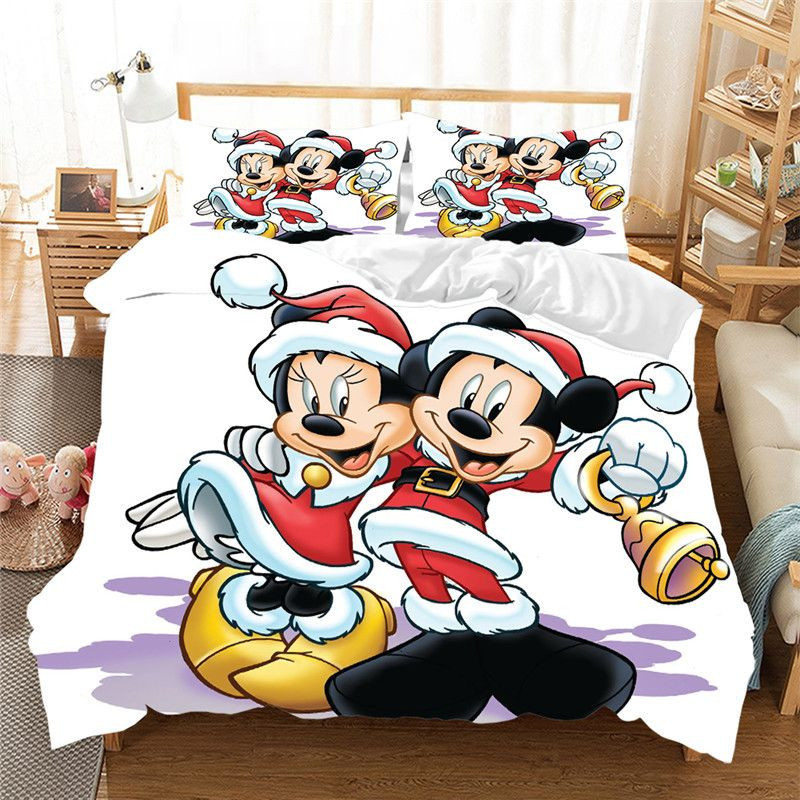Merry Christmas Disney Mickey Mouse And Minnie Mouse 5 Duvet Cover Set - Bedding Set