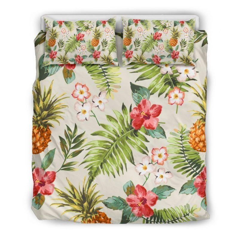 White Aloha Pineapple Duvet Cover Set - Bedding Set