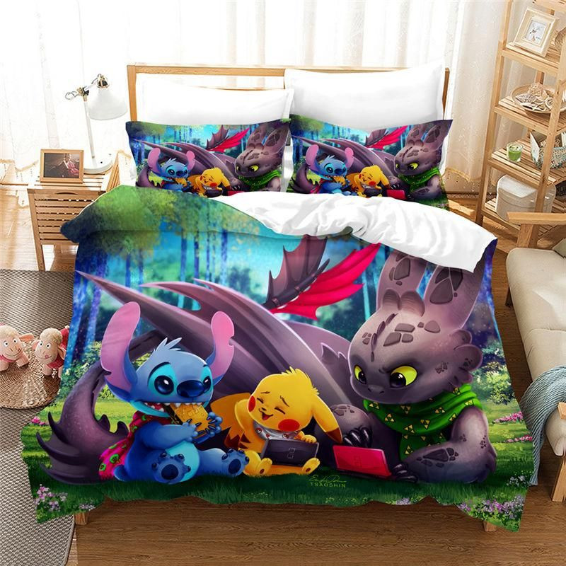 Stitch and Pokemon Duvet Cover Set - Bedding Set