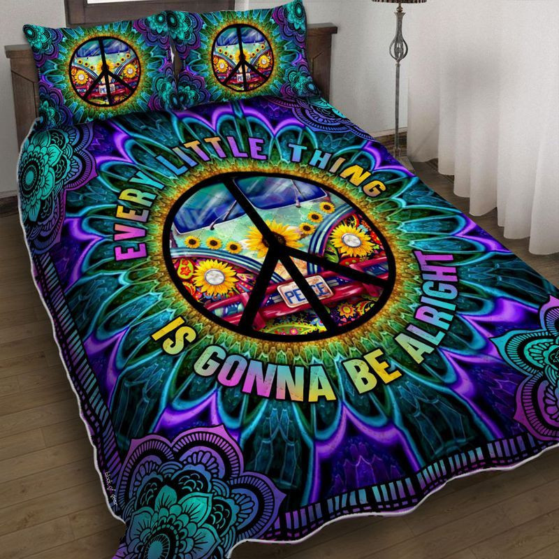 Every Little Thing Is Gonna Be Alright Hippie Bus cover Duvet Cover Set - Bedding Set
