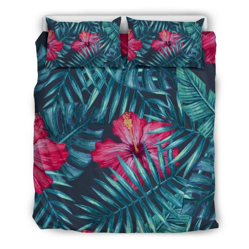 Hot Pink Hibiscus Tropical Duvet Cover Set - Bedding Set