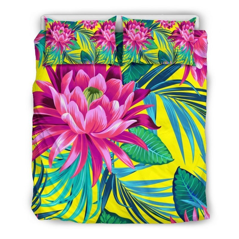 Tropical Lotus Duvet Cover Set - Bedding Set