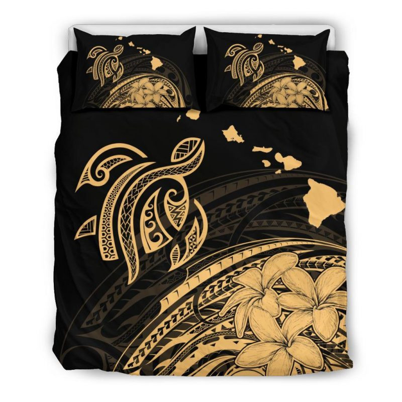 Turtle Polynesian Map Plumeria Duvet Cover Set - Bedding Set