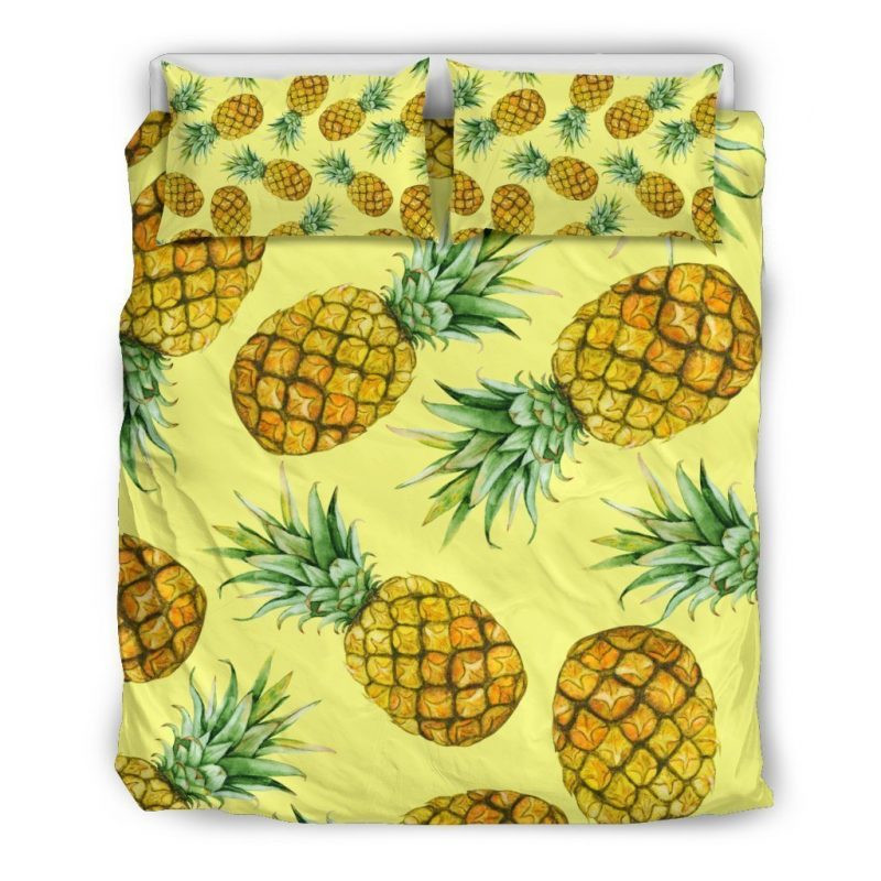 Pastel Yellow Pineapple Duvet Cover Set - Bedding Set