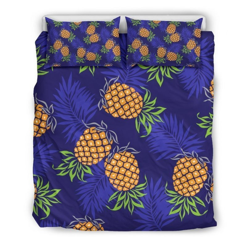 Blue Leaf Pineapple Duvet Cover Set - Bedding Set