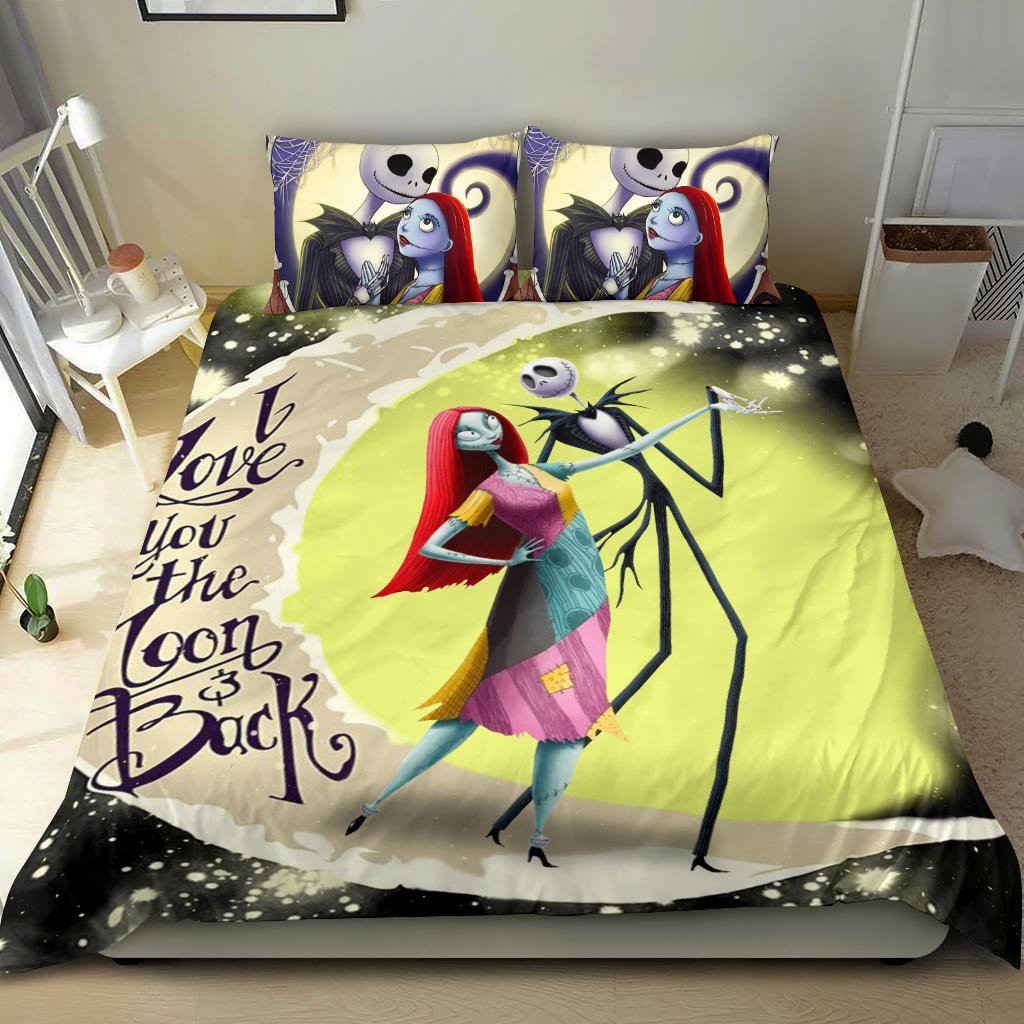 Jack Sally Skellington Art I Love You To The Moon And Back Nightmare Before Christmas Duvet Cover Set - Bedding Set