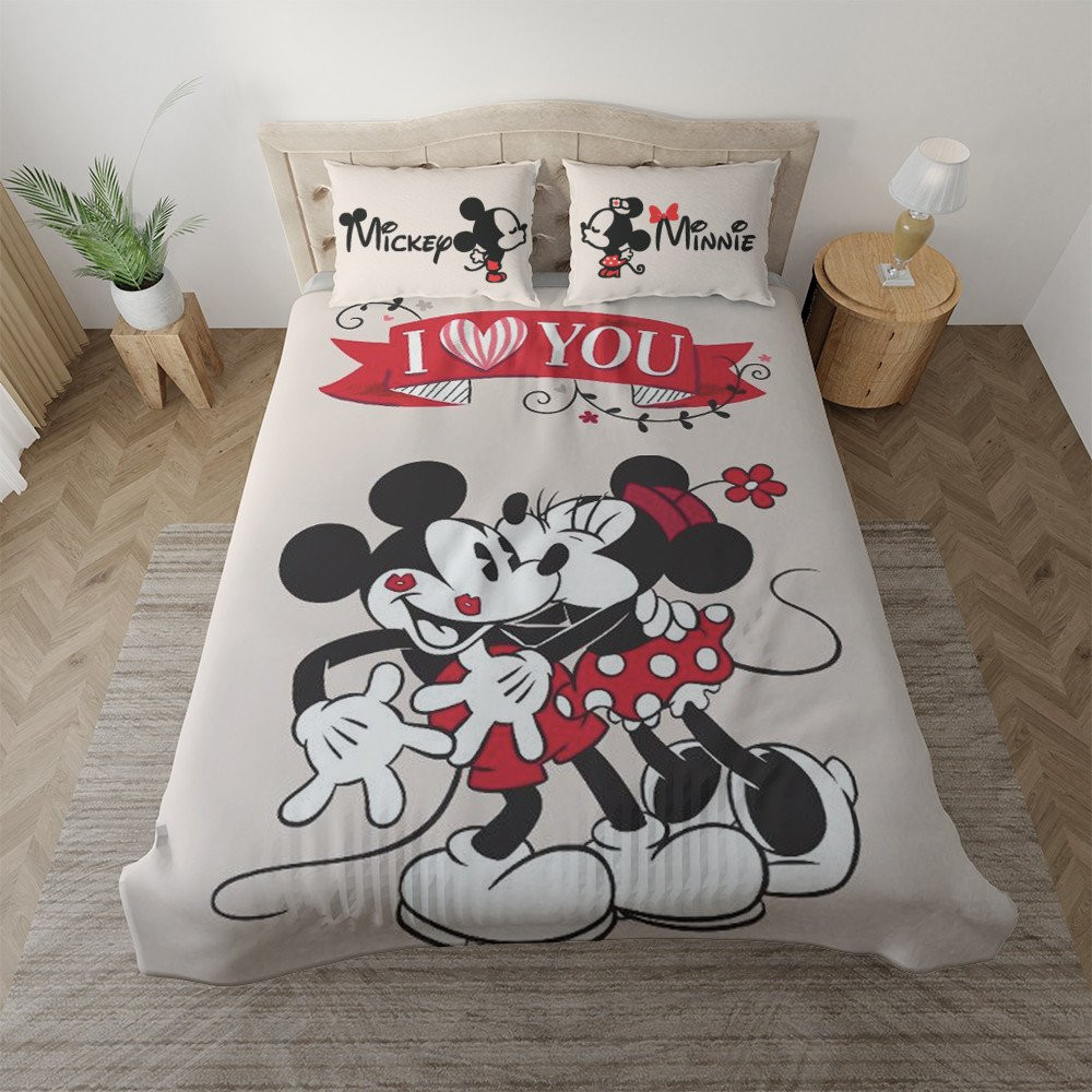 Mickey Mouse And Minnie Mouse Disney Duvet Cover Set - Bedding Set