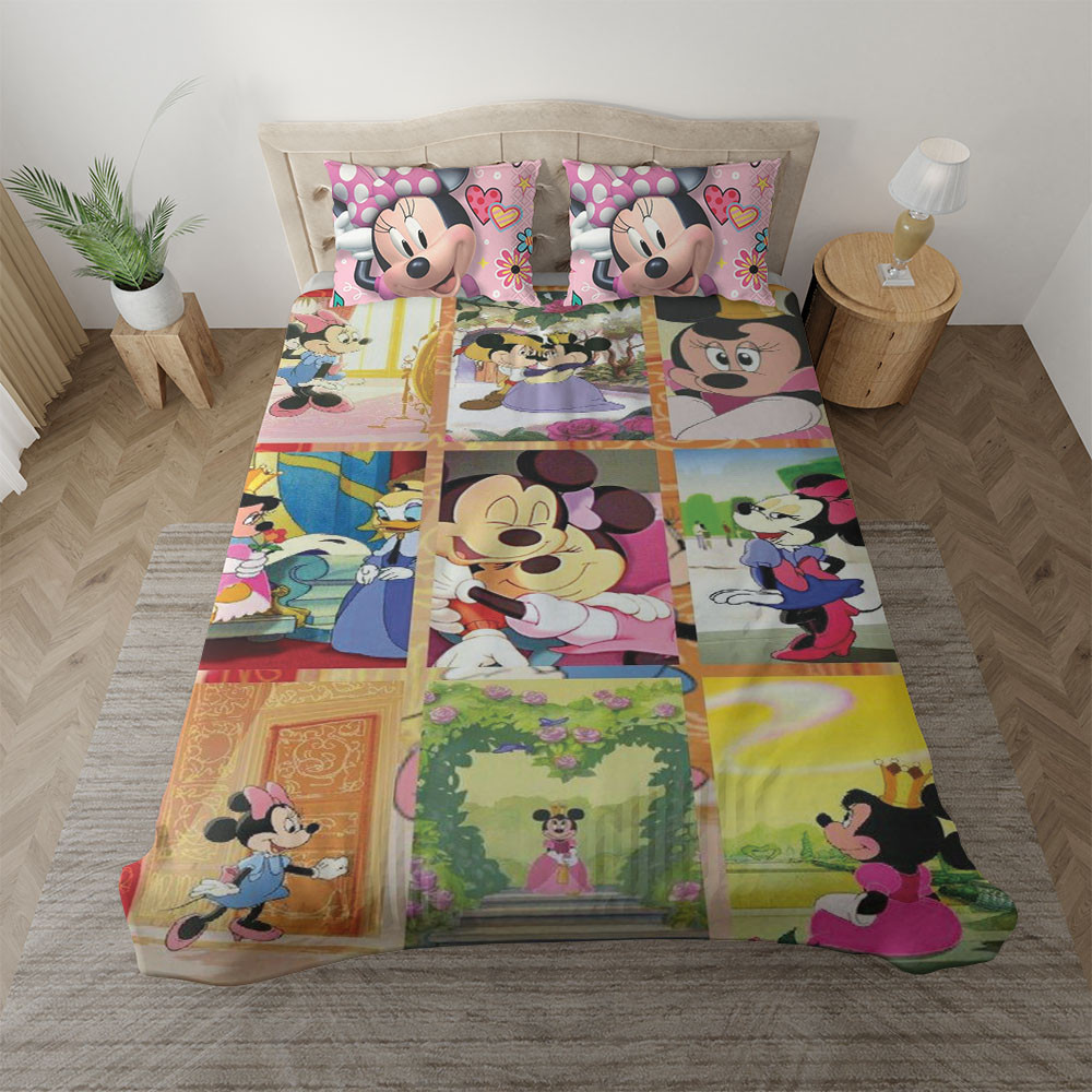 Minnie Mouse Disney Happy Valentines Day Duvet Cover Set - Bedding Set