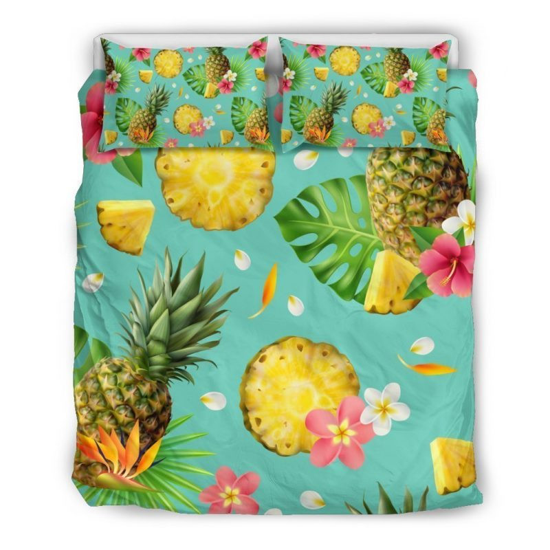 Blue Aloha Pineapple Duvet Cover Set - Bedding Set