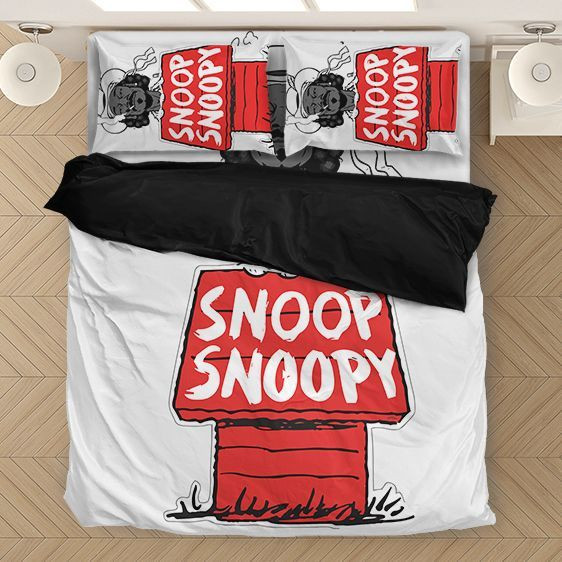 Snoopy Parody Snoop Dogg Minimalist White Duvet Cover Set - Bedding Set