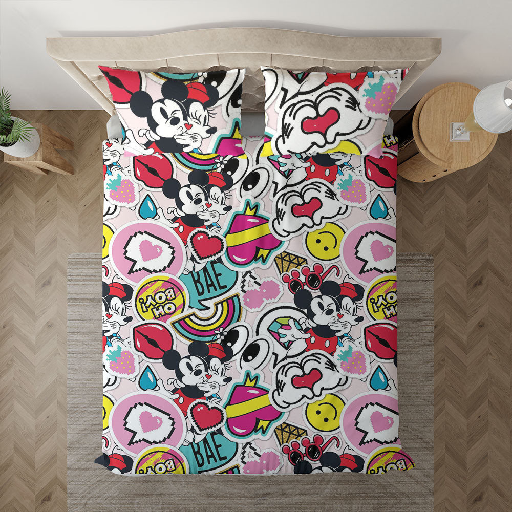 Mickey and Minnie Mouse Disney Duvet Cover Set - Bedding Set