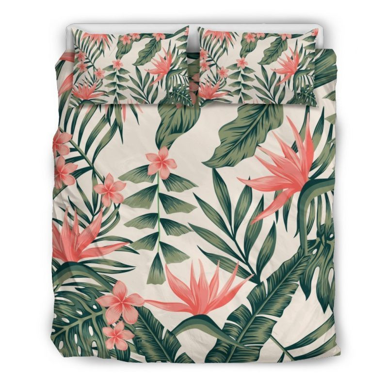 Blossom Tropical Leaves Duvet Cover Set - Bedding Set