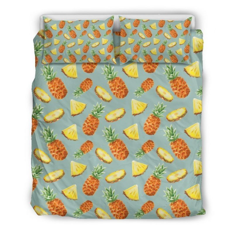 Watercolor Pineapple Duvet Cover Set - Bedding Set