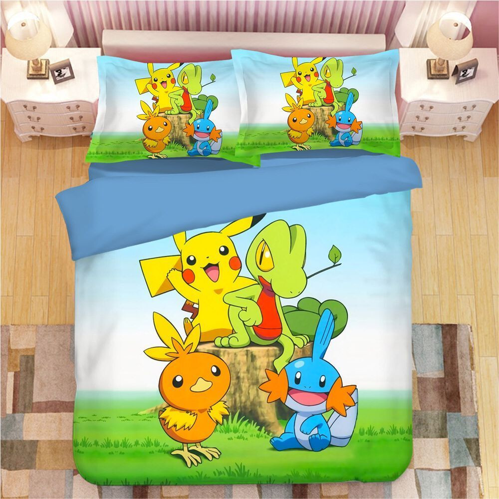 Pikachu 8 and Friends Pokemon Characters Duvet Cover Set - Bedding Set
