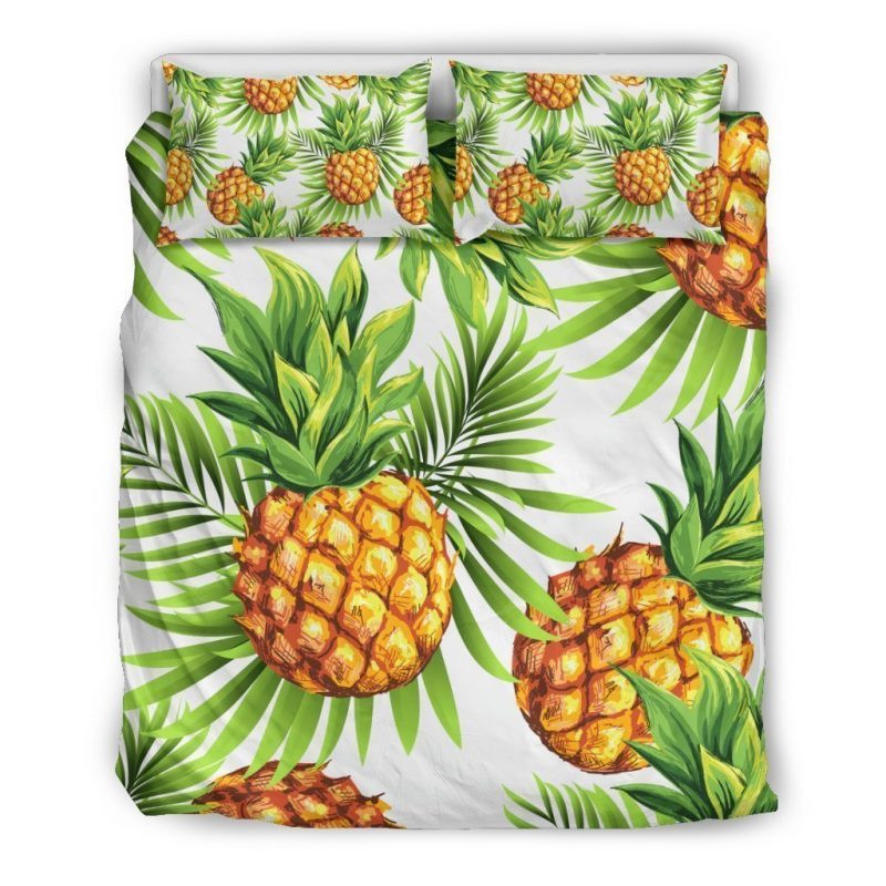 White Tropical Pineapple Duvet Cover Set - Bedding Set