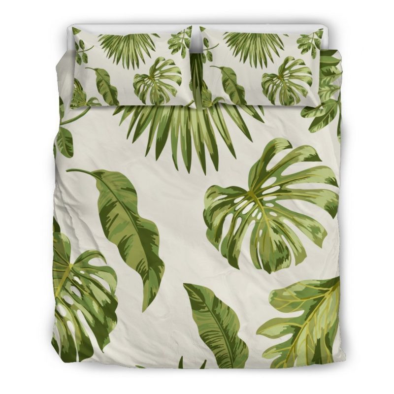 Light Tropical Leaf Duvet Cover Set - Bedding Set