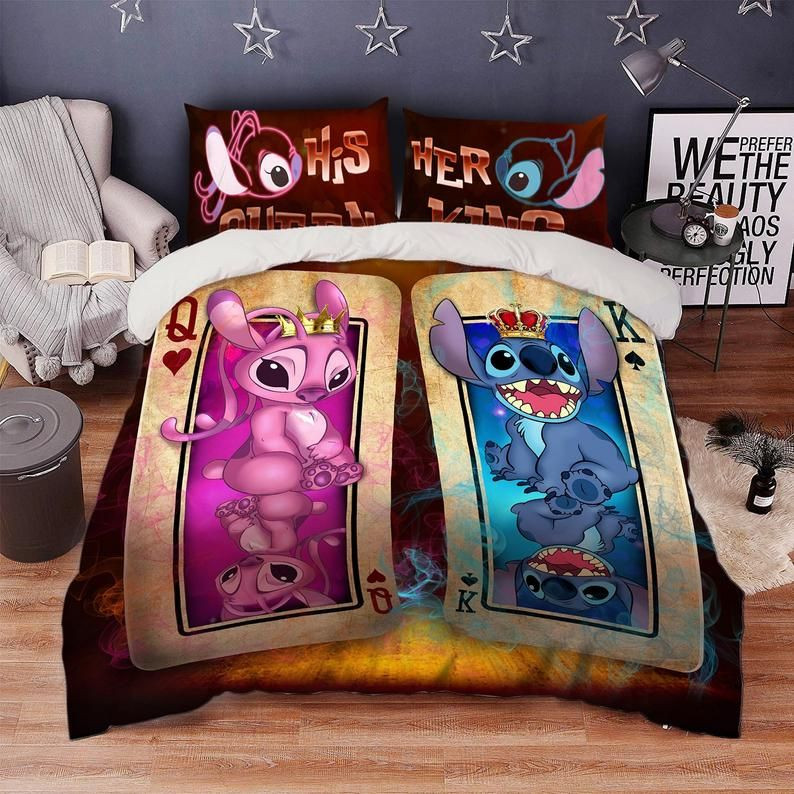 Her King His Queen Stitch And Angela Couple Disney Duvet Cover Set - Bedding Set