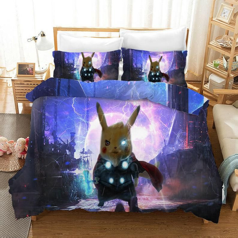 Pikachu Pokemon Thor Duvet Cover Set - Bedding Set