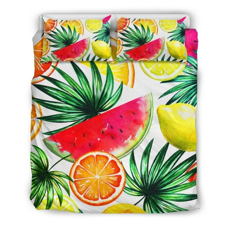 Tropical Fruit Leaf Duvet Cover Set - Bedding Set