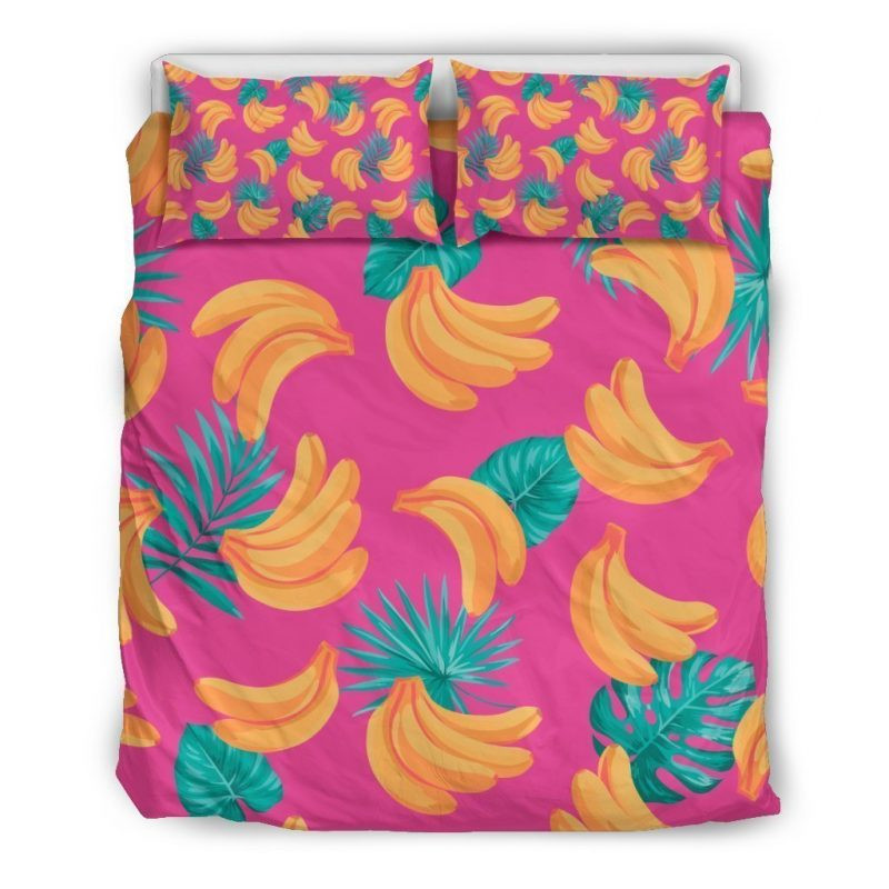 Pink Tropical Banana Duvet Cover Set - Bedding Set