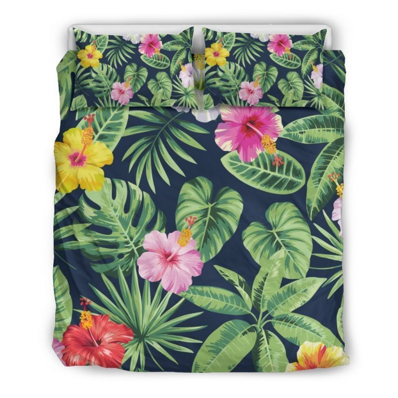 Tropical Hibiscus Flowers Duvet Cover Set - Bedding Set