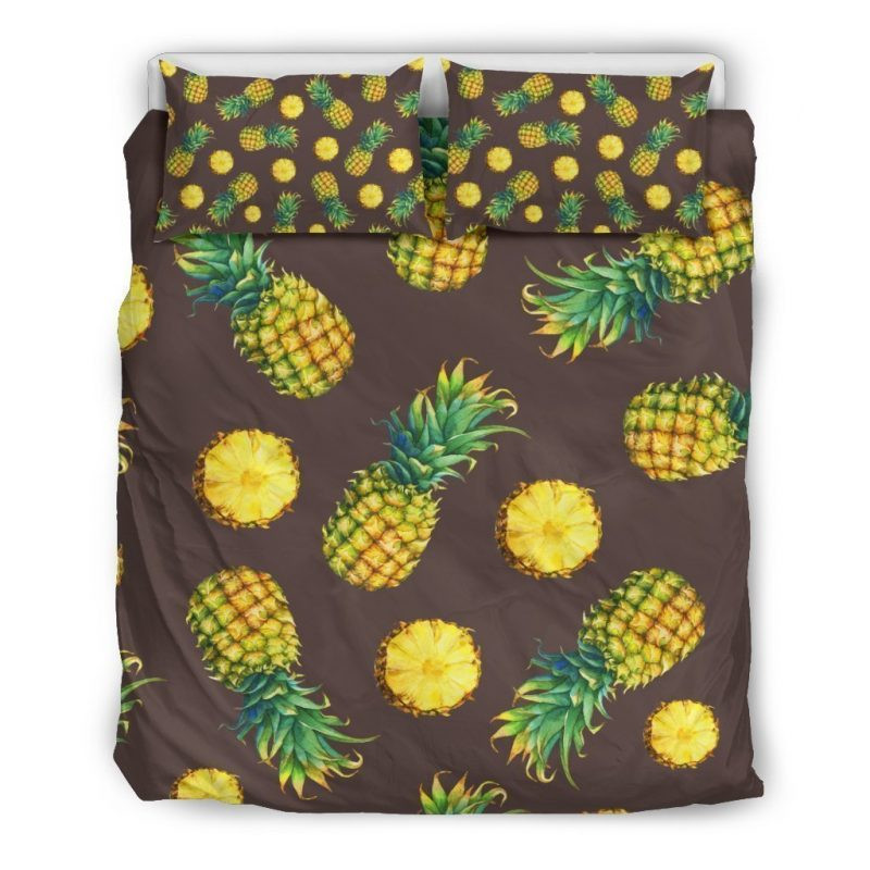 Brown Pineapple Duvet Cover Set - Bedding Set