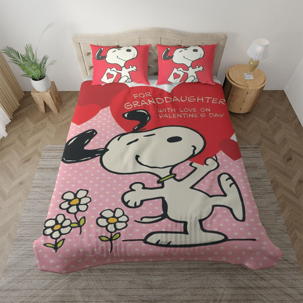 Snoopy The Peanuts Snoopy With Love On Valentines Day Duvet Cover Set - Bedding Set