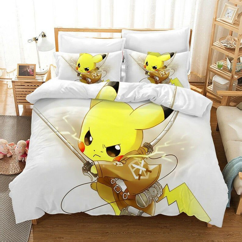 Pikachu Pokemon 4 Duvet Cover Set - Bedding Set