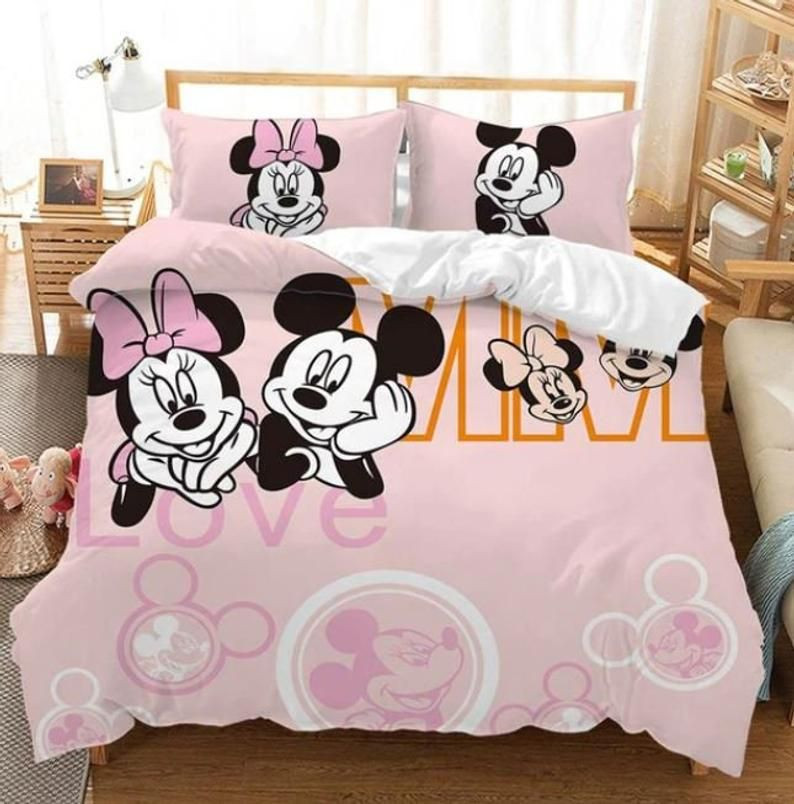 Disney Mickey Her King His Queen Mickey Mouse Minnie Mouse 7 Duvet Cover Set - Bedding Set