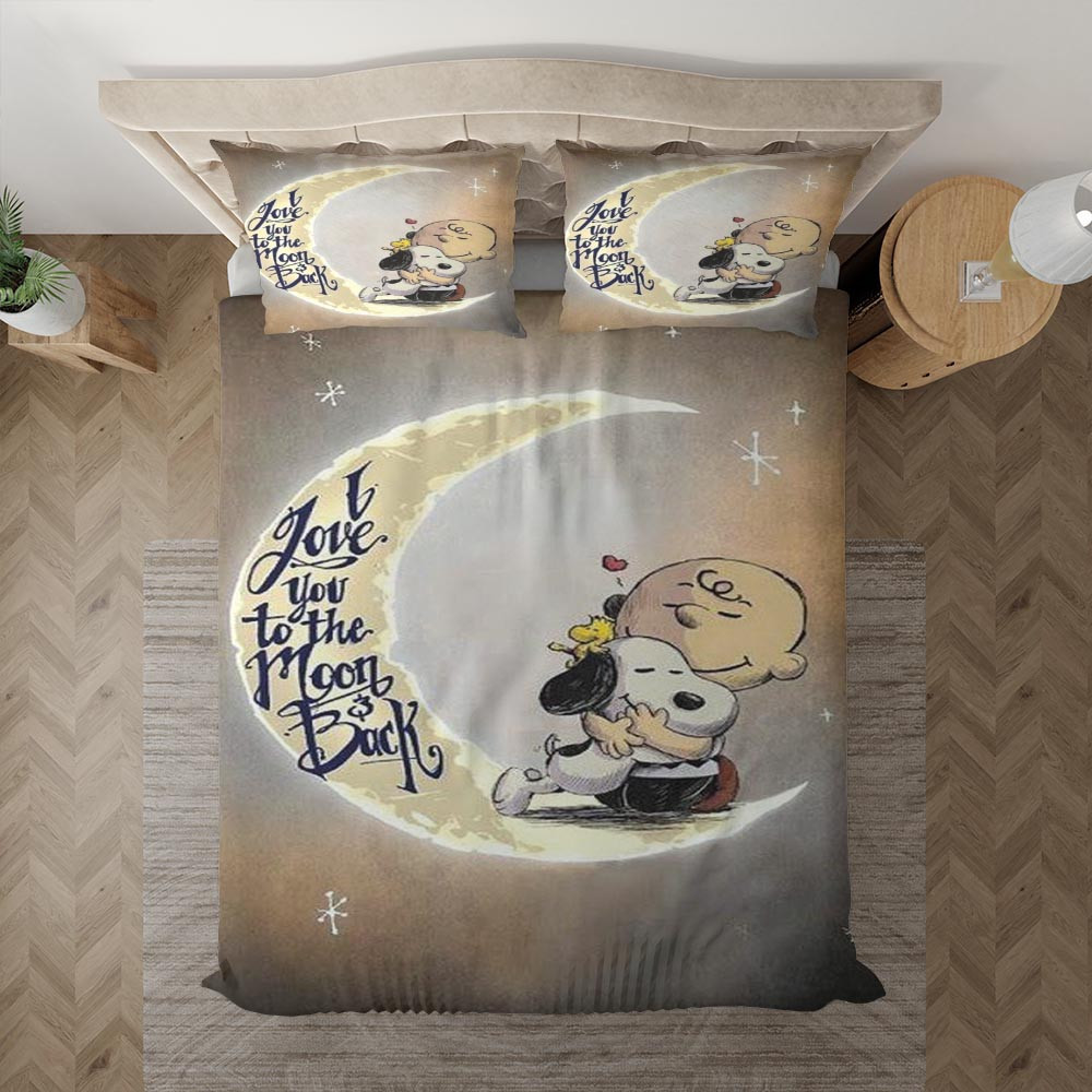 Snoopy Charlie Brown The Peanuts I Love You To The Moon And Back Duvet Cover Set - Bedding Set