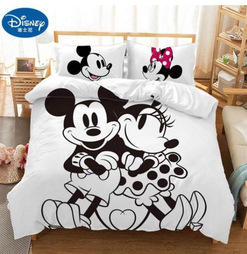 Disney Mickey Her King His Queen Mickey Mouse Minnie Mouse 7 7 Duvet Cover Set - Bedding Set
