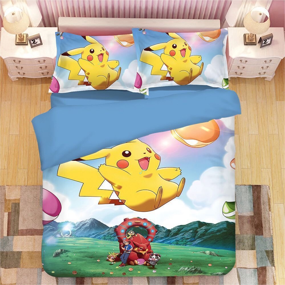 Pikachu 3 Pokemon and Friends Duvet Cover Set - Bedding Set