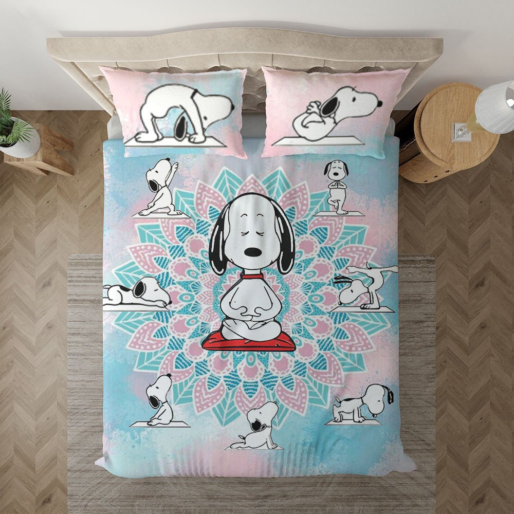 Snoopy The Peanuts Yoga Snoopy Duvet Cover Set - Bedding Set