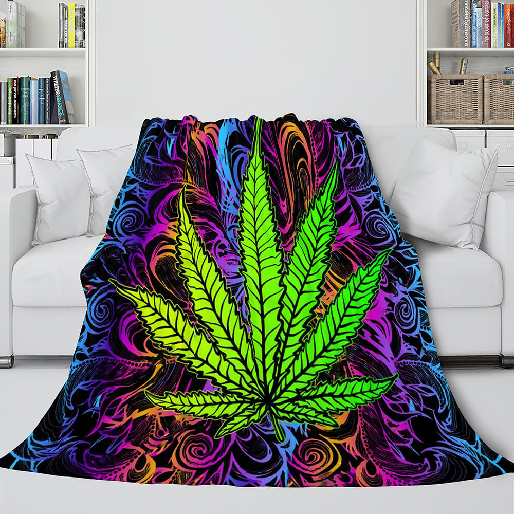 420 Weed Plant Flannel Fleece Blanket