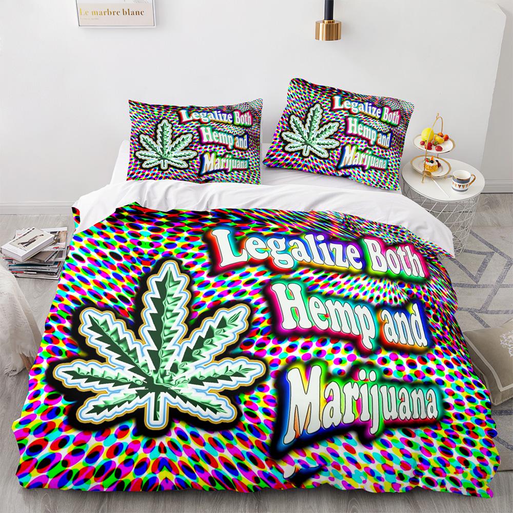 420 weed plant Bedding Set Quilt Duvet Cover Bed Sets