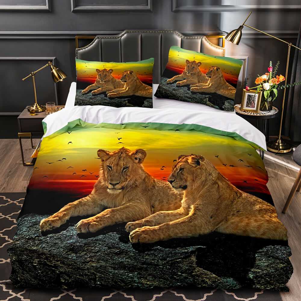 Animal Lion Bedding Set Throw Quilt Duvet Cover Bedding Sets