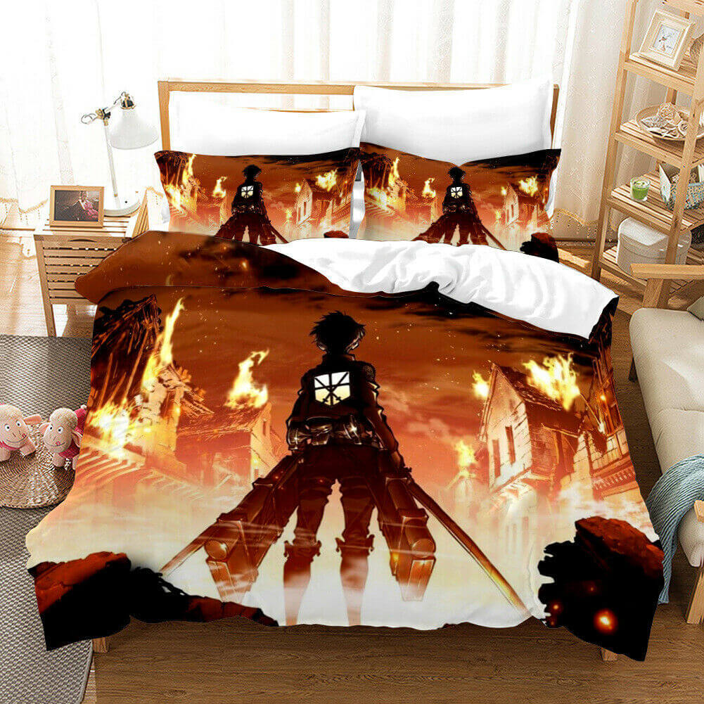 Anime Attack on Titan Bedding Set Quilt Duvet Covers Bed Sheets Sets